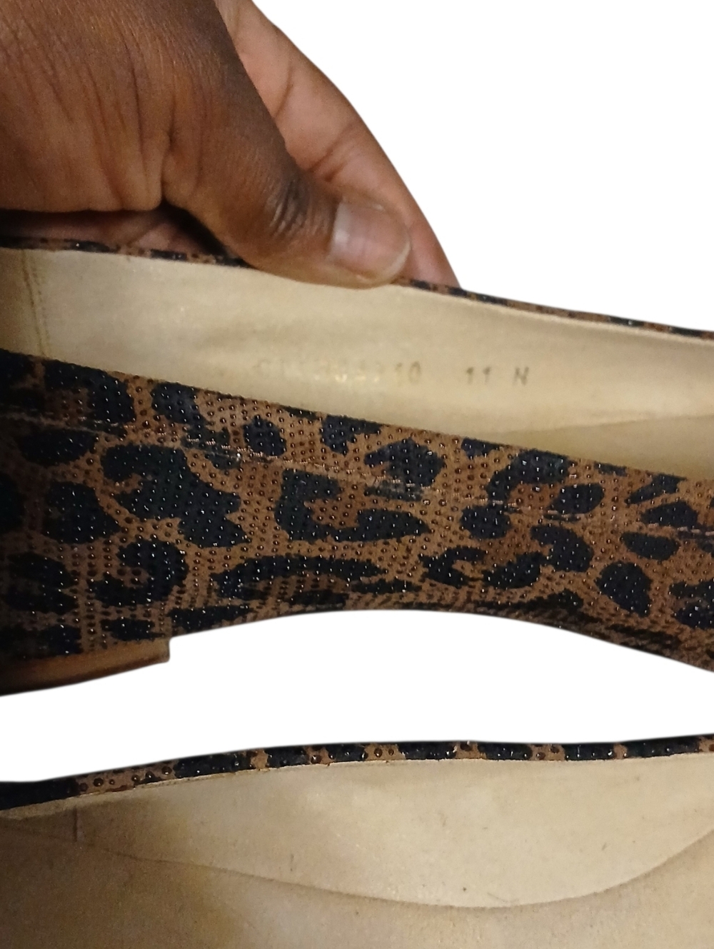 Stuart Weitzman | Square Toe Leopard Print Pebbled Ballet Flats Size 11N - Picture 4 of 13